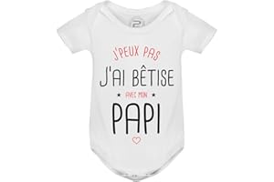 PIXEL EVOLUTION Body J'peux pas j'ai bêtise avec mon Papi préféré Body bébé - Body humoristique et rigolo - idée cadeau naissance