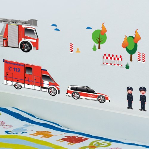 Wandkings Einsatzfahrzeuge Wandsticker Set, 29 Aufkleber, 2 DIN A4 Bögen, Gesamtfläche 60 x 20 cm - 5