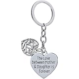 Mother's Day Gift Love Between Mother Daughter is Forever Double Heart Key Chain Ring for Family Women (Double pendnat)