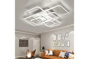 XEMQENER 152W Modern Bedroom Lights, 6000K Daylight LED Ceiling Light, Flush Mount Lighting Fixture for Living Room Lounge Restaurant (8 White Squares, Cool White)