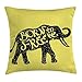 Produktbild VICKKY Elephant Throw Pillow Cushion Cover, Sketchy Elephant Silhouette with Born to Be Free Inspirational Phrase Drawing, Decorative Square Accent Pillow Case, 18 X 18 inches, Yellow Black