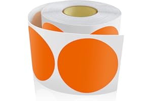MEITAAT 500pcs Pegatinas Redondas 50mm Codificación de Color Círculo Etiquetas Rollo Marcador Puntos Naranja Fluorescente