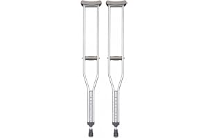 Enjoycare EK312 Adjustable Underarm Crutches, Lightweight Aluminium Medical Mobility Support, Height Adjustable Walking Aids, 1 Pair