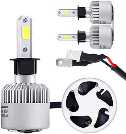 RSSONG H3 LED headlight bulb COB chips Fog Light Conversion Kit High Low Beam 2X36W 2X8000LM per pair White 6500K H3 Auto Headlamp bulbs
