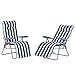 Produktbild Pack de 2 Tumbonas Acolchadas Plegables y Reclinables Con Reposapiés para Playa o Camping - Azul y Blanco - Acero - 58x90x110cm