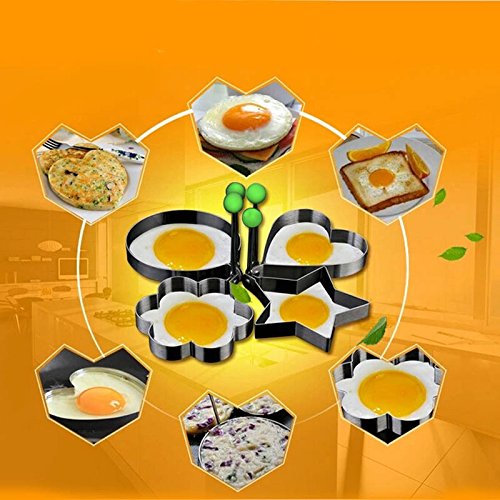 Omelet, ESAILQ 4PC dickes Edelstahl-Omelett-Form-Kontrolle Reis-Omelett-Form-Liebe - 3