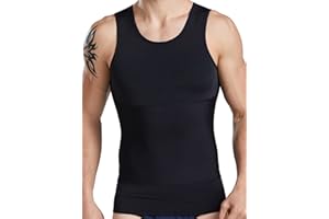 HANERDUN Camisa de Compresión sin Mangas de Los Hombres Body Shaper Chaleco Reductor Adelgazantes Tops de Tanques de Fitness