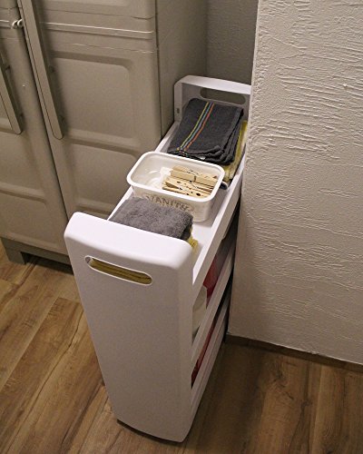 Ondis24 Nischenwagen Mobilo Rollwagen Badregal Badwagen aus Kunststoff weiß 3 Ablagefächer höhenverstellbar - 9