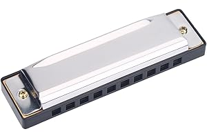 BEDIFFER 10 Hole Chromatic Harmonica Professional Mouth Organ Children Toy Blue Rock Jazz Folk Harmonicas Sliver, Wind Instrument