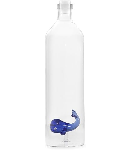 Balvi Atlantis Seahorse Glass Water Bottle 1.2L - Borosilicate Glass With Silicone Stopper-1091138