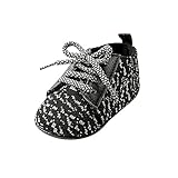  ESTAMICO Zapatillas con Cordones de Suela de Goma Antideslizante para Bebé Niña Niños Zapatos Respirables de Verano Negro 12-18 Meses
