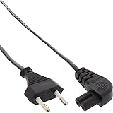 InLine 16655X Netzkabel, Netzstecker auf Euro 8 C7 Stecker, gewinkelt, 5m
