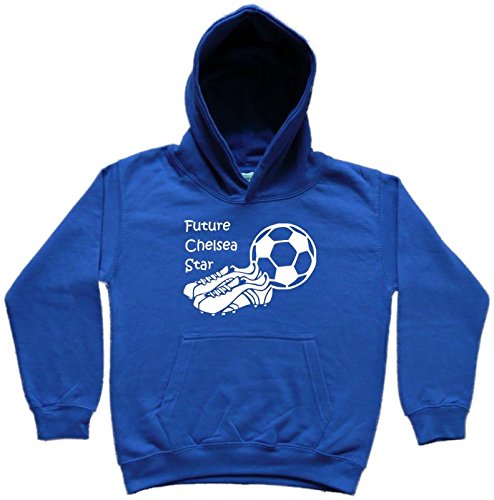 Hat-Trick Designs Chelsea Football Baby/Kids/Childrens Hoodie Sweatshirt-7-8Yrs-Royal Blue-Future Star-Unisex Gift