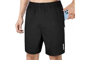 AUYAO Męskie spodenki do biegania, na siłownię, szybkoschnące, na lato, na co dzień, elastyczny pas, kieszenie zapinane na zamek błyskawiczny, sportowe, outdoorowe, krótkie, oddychające rozciągliwe