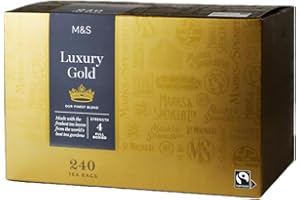 QDWQ-US M&S Luxury Gold Tea - 240 Count (Pack of 1) - Thé Noir Sucré et Lisse - Boîte de 240 Sachets de Thé - Tea