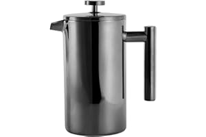ECHTWERK Prensa Francesa de Acero Inoxidable, cafetera térmica aislada de Doble Pared, cafetera con Filtro de Prensa para casa, Camping y Oficina, 800 ml, Negro-Edición, 9,2 x 15,7 x 19,5