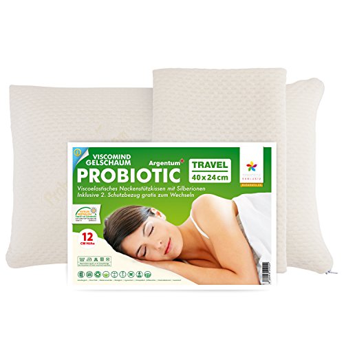 2-tlg MIX-SPAR-Set: 1x (80x40x15cm) Probiotic Ag+ und 1x (40x24x12cm) TRAVEL Nackenstützkissen aus Gelschaum, Orthopädisch & Allergikerfreundlich - 7