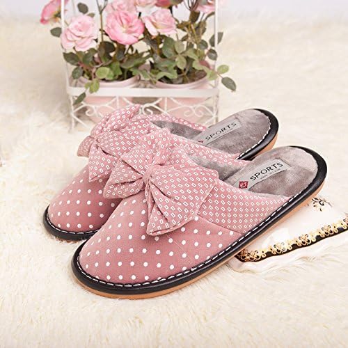 Couples Bow Tie cotton slippers men and women stay lovely room has a non-slip wear beef rib cotton mop at the end of the Shop two double, queen sleeper red