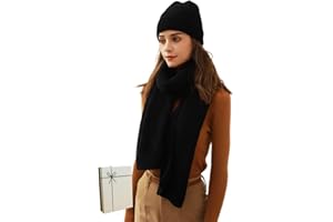 PFLife Hat and Scarf Set for Women Winter Beanie Hat 2PCS with Box Soft Warm Thick Knitted Pom Cap Loop Scarf Gift for Women Neck Warmer Ski Cap Outdoor Chunky