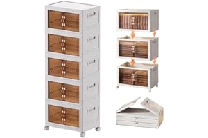 PAIDE P Armario Organizador Plegable. Despensa para Almacenaje de Cocina, Mueble apilable para Organizar Juguetes, Estantería Plegable para Calzado. (45 cm - 5 Compartimentos)