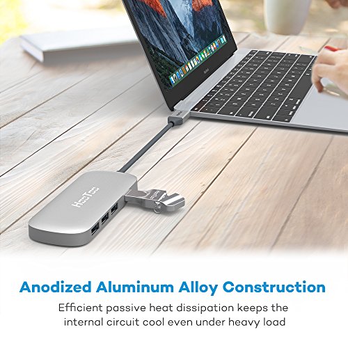 HooToo USB-C Hub Type-C Hub mit 4 USB 3.0 Anschlüssen für MacBook und Windows USB C Laptop, Silber - 6