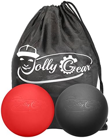 JollyGear Lacrosse Massage Balls for Self Myofascial Release and Deep Tissue Trigger Point Therapy (1 Red + 1 Black, One Size)