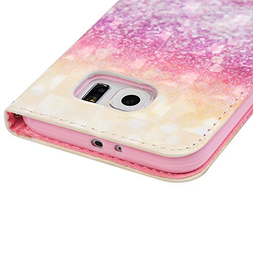 Lanveni S6 Hülle, Handyhülle für Flip Case Cover PU Lederhülle Schutzhülle Magnetverschluss Ledertasche mit Stander Function Brieftasche Card Slot Handy Tasche mit Licht-Punkt Cover Design für Samsung Galaxy S6 + 1 x Stylus Stift + 1 x Staubdichte Stecker - 6