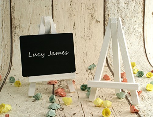 Mini Staffeleien in weiß (10-er packung). Hochzeit Platzkarten Namenshalter (12 cm hoch) - 3