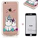 Produktbild SHYHONG iPhone 6/6S Hülle Transparent TPU Silikon Handyhülle Flexibel Anti-Kratzer Vier Eckluftkissen Schutzhülle Anti-Shock Bumper Cover(Blau Einhorn)+5D gehärtetem Glas für iPhone 6/6S