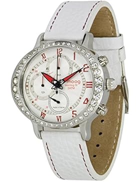 Moog Paris Morning Fit Damen Uhr mit Weißem Zifferblatt, Swarovski Elements & Weißem Armband aus echtem Leder...