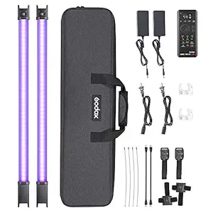 Godox TL60 RGB Tube Light,CRI 96 TLCI 98,Color Temper 2700K~6500K,100% Brightness (LUX),39 FX Effects,2.4G Wireless,Support APP Control/DMX Control (Two Lights Kit)