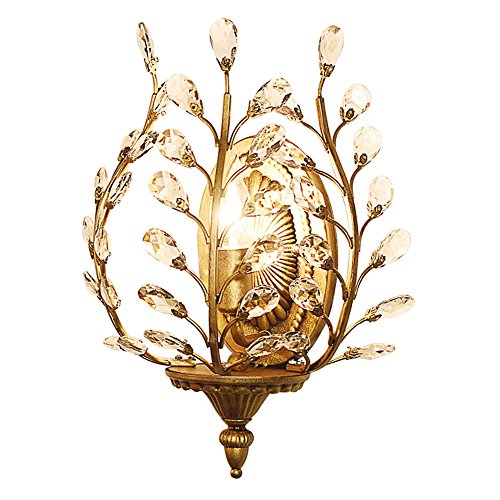 Preisvergleich Produktbild DS Wandleuchten Crystal Wandleuchte, K9 Crystal Wandleuchte American Country Eisen Wandleuchten Schlafzimmer Nachttischlampe Creative Luxus Gang Lampe Größe-25x38cm # (Farbe : Bronze)