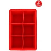 Siliconly 6 B&ouml;lmeli B&uuml;y&uuml;k Boy Silikon Buz Kalıbı Et Suyu Saklama Kare Kokteyl Buz Kalıbı Kırmızı