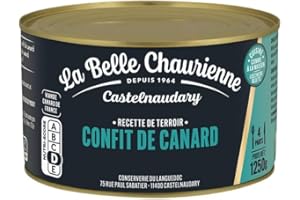 GÉNÉRIQUE Délice du Sud-Ouest : Confit de Canard La Belle Chaurienne, 4/5 Cuisses 1250g Savoureux Confit de Canard Artisanal aux Saveurs Authentiques Pât - Le Lot De 2