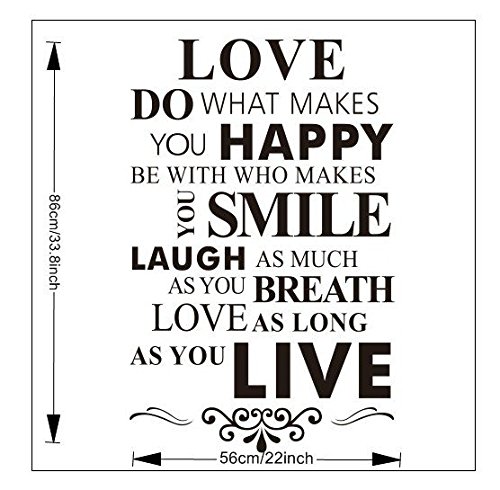 Rainbow Fox Liebe Tun Sie, was Sie glücklich macht Be With Who Makes You Smile, wie Sie Atem so lange wie Sie Easy Love Übernehmen Wandaufkleber Wandtattoo Wandsticker für Home Decor 86 * 56cm/Love/House Rule Schwarz Liebe - 4