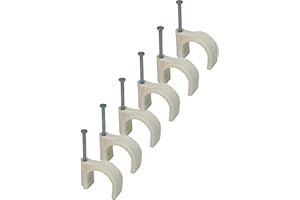 ON1SHELF Lot de 50 clips de câble ronds blancs avec clou de fixation type K (22 mm)