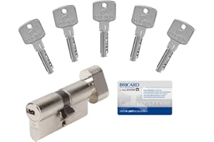 Bricard 15104 Cylindre A6 30+30 à bouton avec 5 clés Nickelé