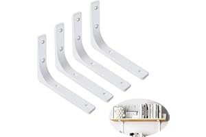 HTRTRR Shelf Brackets 4 Pack – Heavy Duty L Shaped Wall Mounted Brackets, Floating Shelf Support for Bookshelf, Kitchen, Bathroom, Garden and Garage – (White, 4x4 inch)