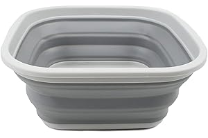 SAMMART 5,5 l zusammenklappbare Wanne – Faltbare Geschirrwanne – tragbares Waschbecken – platzsparende Kunststoff-Waschwanne (Grau)