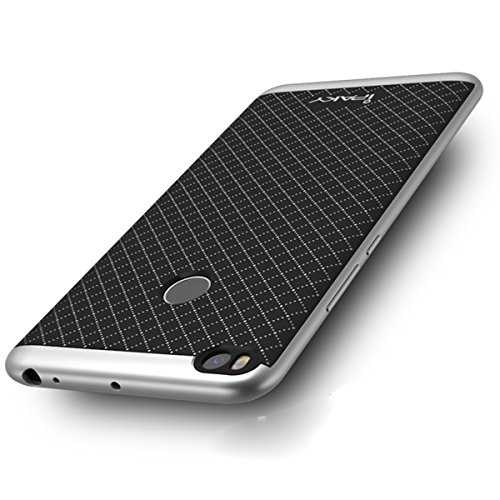 Xiaomi Mi Max 2 Funda  Ipaky Protecci  n interna TPU Flexible  Ultra Resistente  Marco Exterior R  gido PC efecto Metal  Anti Golpes  Carcasa H  brida Bumper Mi Max 2 - Plata