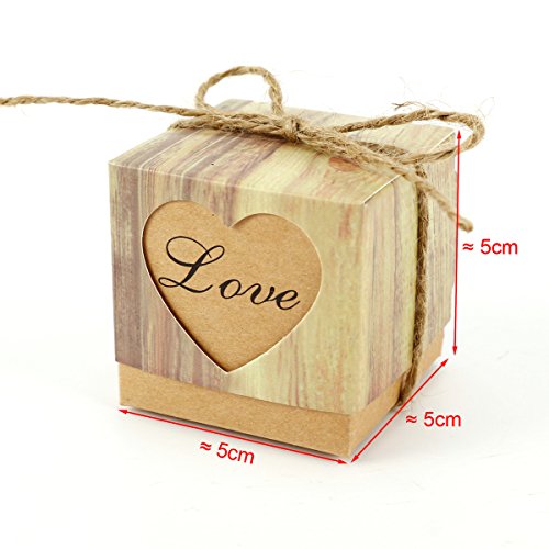 50 x Kraftpapier Hochzeit Gastgeschenk Bonboniere Box Geschenkbox Geschenkschachtel Kartonage Geschenkverpackung Tischdeko - 7