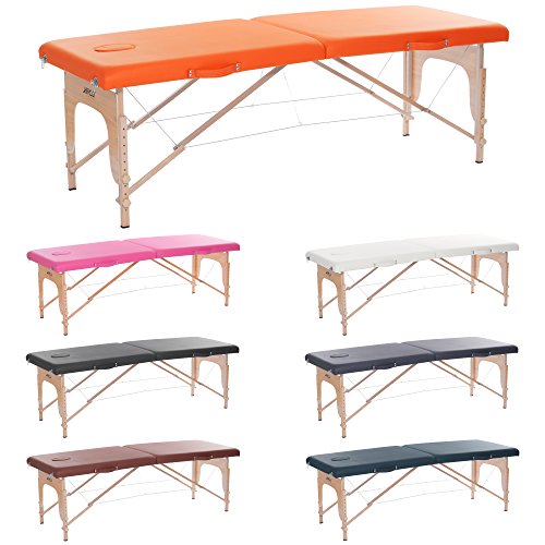 H-ROOT Mesa de Masaje Grande Portátil 2 Secciones Ligera Camilla de Masaje Terapéutica Tatuaje Salón de Belleza Reiki Sanación Masaje Sueco 12,8 KG con Bolso de Transporte GRATIS (Naranja)