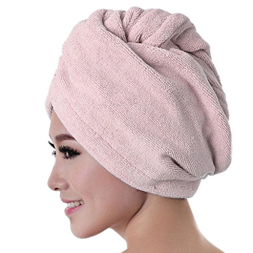 Koly Women's Microfiber Bath Towel Hair Dry Hat Cap Quick Drying Shower Caps (Pink)