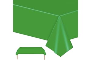 POPOYU Christmas Green TableCloth Table Covers,54x108 Inch Rectangle Xmas Party Green Tablecloth Plastic Table Cloth for Christmas Table Indoor Outdoor Christmas,Wedding,Birthday,St.Patricks' Day Party Decor