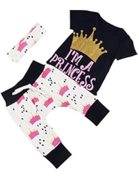 Puseky Stramplerset für Neugeborene, Babys, Mädchen, Motiv mit Krone und Aufschrift „I‘m a Princess“, Oberteil...