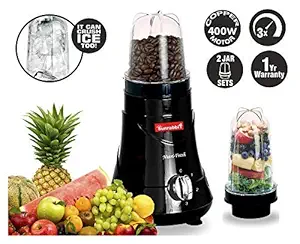 Sunrabbit NutriFresh 400 Watt Juice Mixer Grinder with 2 Jar (Black)