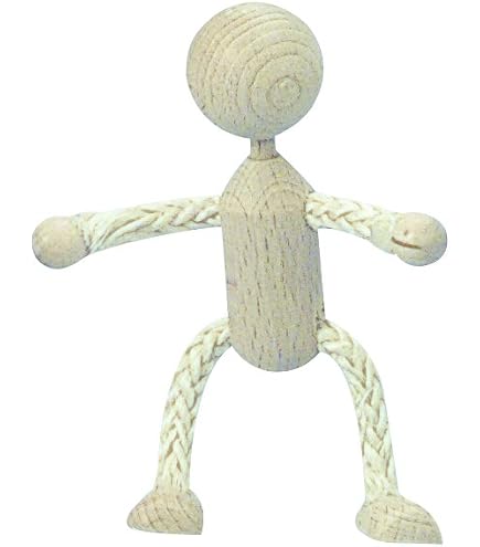 HOMSFOU 4 Stück Holzpflockpuppen – 3 Zoll, Unfertig Zum Bemalen, Bewegliche Arme & Beine
