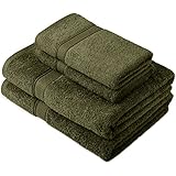 Pinzon by Amazon - Juego de toallas de algodón egipcio (2 toallas de baño y 2 toallas de manos), color verde