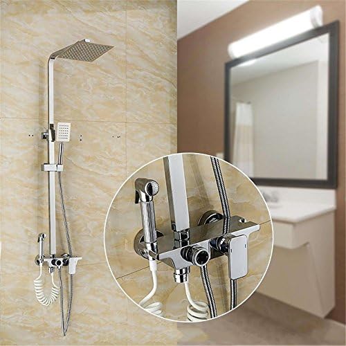 WHLHS Showers Full Copper Flat Four-Door Shower Kit With Maternal Wash, Shower Mixer Taps Showers & Shower Parts