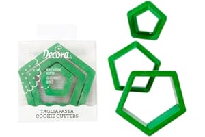 Decora 0255303 Set 3 Tagliapasta Pentagono, In Plastica, Il Kit Ideale per Creare Decorazioni in Pasta di Zucchero o di Gomma, Made in Italy, Design originale. Confezione da 3 pezzi.